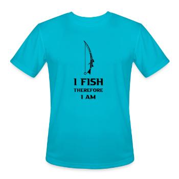 Sleek Minimalist Fishing Rod Design: "I Fish There - Men's Moisture Wicking Performance T-Shirt - turquoise - Front - Jackson (183cm)