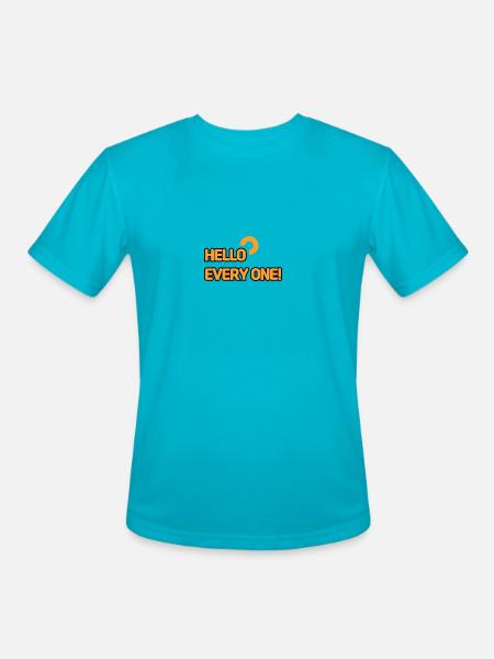 HELLO EVERY ONE 002 - Men's Moisture Wicking Performance T-Shirt - turquoise