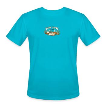 slow living, slow living club, cozy aesthetic - Men's Moisture Wicking Performance T-Shirt - turquoise - Front - Jackson (183cm)