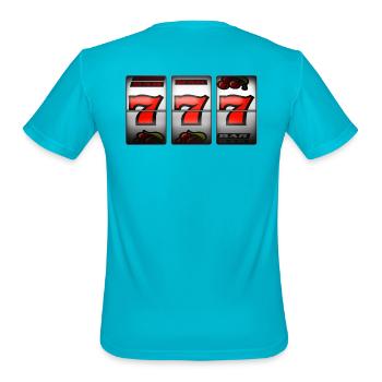 Slot Machine Jackpot 777 Winner - Men's Moisture Wicking Performance T-Shirt - turquoise - Back - Jackson (183cm)