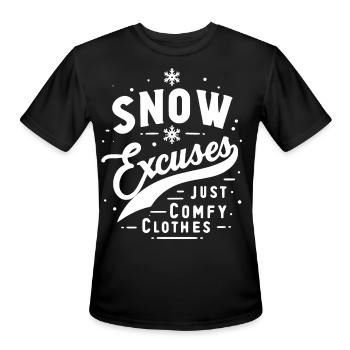 Snow Excuses Just Comfy Clothes - Men's Moisture Wicking Performance T-Shirt - black - Front - Jackson (183cm)