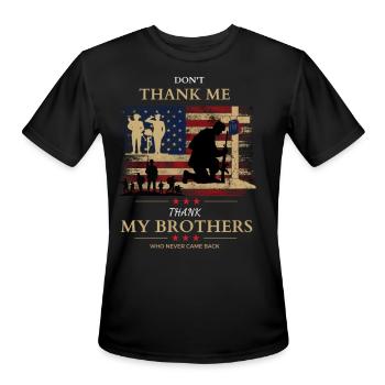 Veterans Before Refugees Don't Thank Me - Men's Moisture Wicking Performance T-Shirt - black - Front - Jackson (183cm)