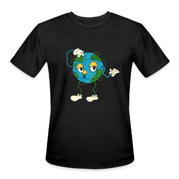 Cartoon Globe Geography Teacher Earth - Men's Moisture Wicking Performance T-Shirt - black - Front - Jackson (183cm)