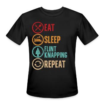 Arrowhead Hunter Eat Sleep Flint Knapping Repeat - Men's Moisture Wicking Performance T-Shirt - black - Front - Jackson (183cm)