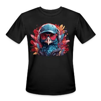 peacock animal art I cool cute peacock - Men's Moisture Wicking Performance T-Shirt - black - Front - Jackson (183cm)