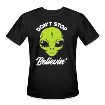 Don't Stop Believing Alien Face - Men's Moisture Wicking Performance T-Shirt - black - Front - Jackson (183cm)