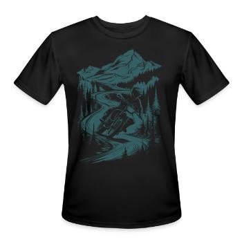Motorcycle Motocross Motorsport Nature Mountains - Men's Moisture Wicking Performance T-Shirt - black - Front - Jackson (183cm)