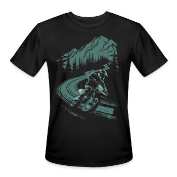 Motorcycle Motocross Motorsport Nature Mountains - Men's Moisture Wicking Performance T-Shirt - black - Front - Jackson (183cm)