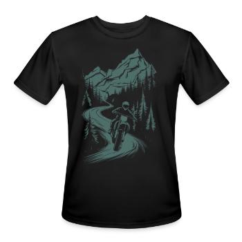 Motorcycle Motocross Motorsport Nature Mountains - Men's Moisture Wicking Performance T-Shirt - black - Front - Jackson (183cm)
