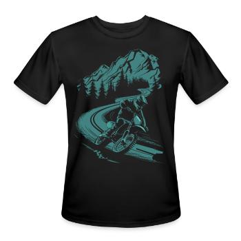 Motorcycle Motocross Motorsport Nature Mountains - Men's Moisture Wicking Performance T-Shirt - black - Front - Jackson (183cm)