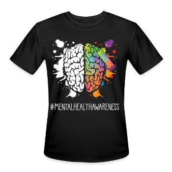 Mental Health Awareness Disorder Colorful Brain - Men's Moisture Wicking Performance T-Shirt - black - Front - Jackson (183cm)