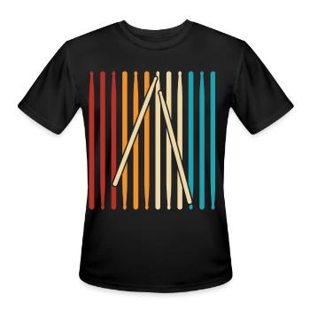 Drummer Drums Drumsticks Musician Outfit - Men's Moisture Wicking Performance T-Shirt - black - Front - Jackson (183cm)