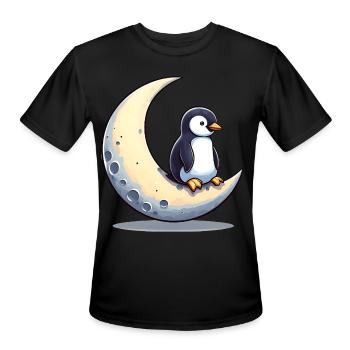 Penguin on crescent moon - moonlight dreams - Men's Moisture Wicking Performance T-Shirt - black - Front - Jackson (183cm)