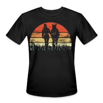 Vintage Equestrian Girl - Men's Moisture Wicking Performance T-Shirt - black - Front - Jackson (183cm)