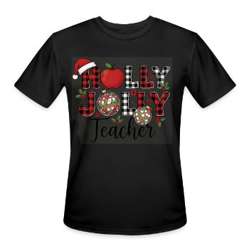Holly Jolly Teacher - Men's Moisture Wicking Performance T-Shirt - black - Front - Jackson (183cm)