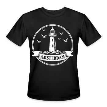 Amsterdam Maritime Lighthouse  - Men's Moisture Wicking Performance T-Shirt - black - Front - Jackson (183cm)