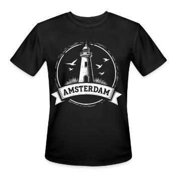 Amsterdam Maritime Lighthouse  - Men's Moisture Wicking Performance T-Shirt - black - Front - Jackson (183cm)