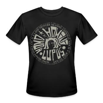 Moonlit Wolf Proverb Circle - Men's Moisture Wicking Performance T-Shirt - black - Front - Jackson (183cm)