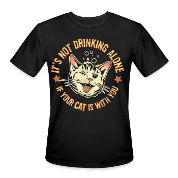 Cat Companion: Not Drinking Alone - Men's Moisture Wicking Performance T-Shirt - black - Front - Jackson (183cm)