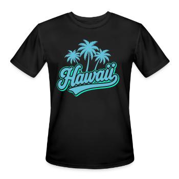 Hawaii Neon Palms Retro Script - Men's Moisture Wicking Performance T-Shirt - black - Front - Jackson (183cm)