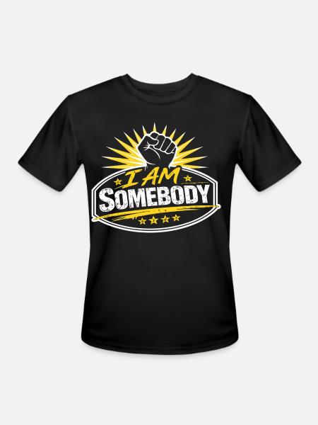 I Am Somebody Sunburst Badge - Men's Moisture Wicking Performance T-Shirt - black