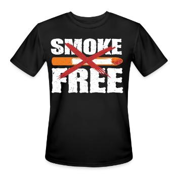 Anti Smoking Smoke Free - Men's Moisture Wicking Performance T-Shirt - black - Front - Jackson (183cm)