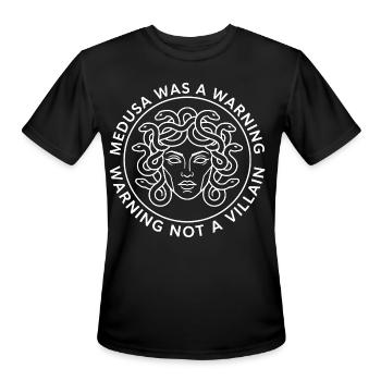 Medusa Warning Line Art - Men's Moisture Wicking Performance T-Shirt - black - Front - Jackson (183cm)
