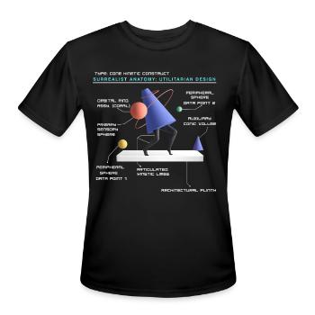 Retro Futuristic Cone Kinetic Construct T-shirt - Men's Moisture Wicking Performance T-Shirt - black - Front - Jackson (183cm)