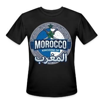 Moroccan Crossed Daggers Kingdom of Morocco Crest - Men's Moisture Wicking Performance T-Shirt - black - Front - Jackson (183cm)