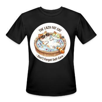 CIKO The Lazy Fat Cat Self-Care Bath - Men's Moisture Wicking Performance T-Shirt - black - Front - Jackson (183cm)