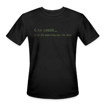 Logos John 1:1 Tech Christian Programmer - Men's Moisture Wicking Performance T-Shirt - black - Front - Jackson (183cm)