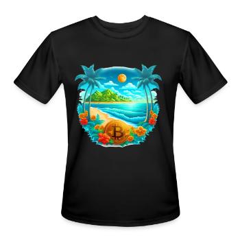 Bitcoin in Paradise - Men's Moisture Wicking Performance T-Shirt - black - Front - Jackson (183cm)