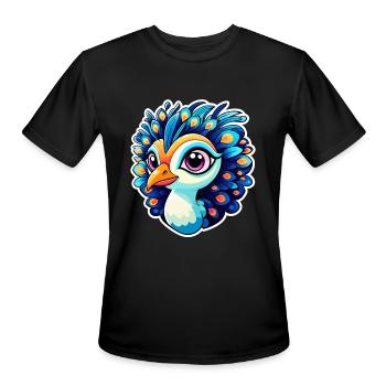 Peacock Bird Illustration - Men's Moisture Wicking Performance T-Shirt - black - Front - Jackson (183cm)