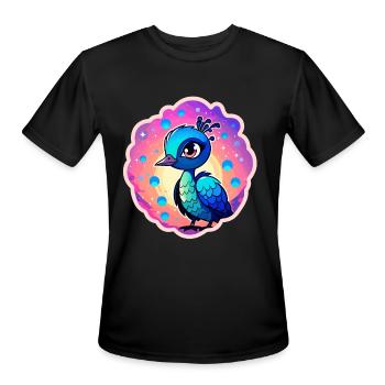 Peacock Bird Illustration - Men's Moisture Wicking Performance T-Shirt - black - Front - Jackson (183cm)