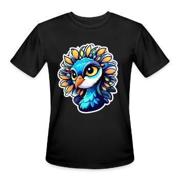 Peacock Bird Illustration - Men's Moisture Wicking Performance T-Shirt - black - Front - Jackson (183cm)