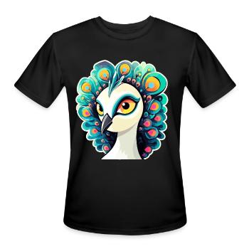Peacock Bird Illustration - Men's Moisture Wicking Performance T-Shirt - black - Front - Jackson (183cm)
