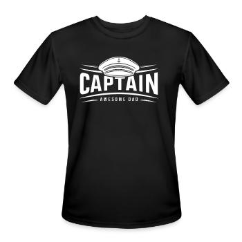 Captain Awesome Dad Saying Quote Father`s Day - Men's Moisture Wicking Performance T-Shirt - black - Front - Jackson (183cm)