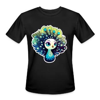 Peacock Bird Illustration - Men's Moisture Wicking Performance T-Shirt - black - Front - Jackson (183cm)