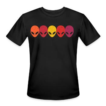 Alien Heads Faces Extraterrestrials Retro Vintage - Men's Moisture Wicking Performance T-Shirt - black - Front - Jackson (183cm)