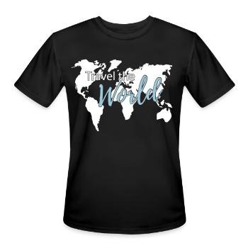 Travel the World Map Worldmap - Men's Moisture Wicking Performance T-Shirt - black - Front - Jackson (183cm)