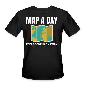 World Map GIS Cartography Earth Geography - Men's Moisture Wicking Performance T-Shirt - black - Front - Jackson (183cm)
