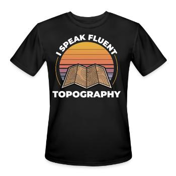 GIS Contour Map Sunset Outdoor Adventure - Men's Moisture Wicking Performance T-Shirt - black - Front - Jackson (183cm)