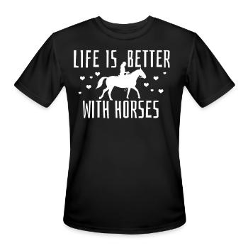 Horseback Horse Equestrian - Men's Moisture Wicking Performance T-Shirt - black - Front - Jackson (183cm)