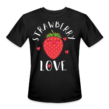 Strawberry Berry - Men's Moisture Wicking Performance T-Shirt - black - Front - Jackson (183cm)