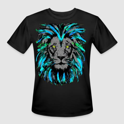 Turquoise Lion Head Drawing - Zodiac Leo - Men's Moisture Wicking Performance T-Shirt