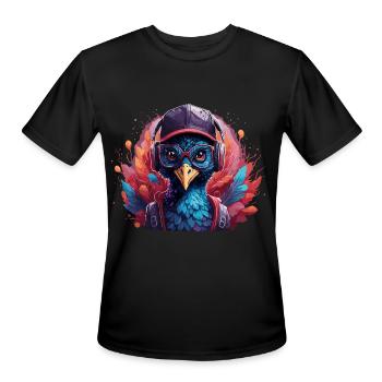 peacock animal art I cool cute peacock - Men's Moisture Wicking Performance T-Shirt - black - Front - Jackson (183cm)