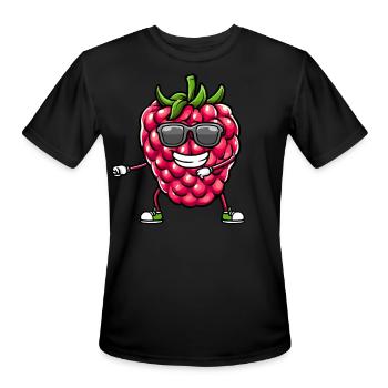Berry Dancing Raspberries Fruit - Men's Moisture Wicking Performance T-Shirt - black - Front - Jackson (183cm)