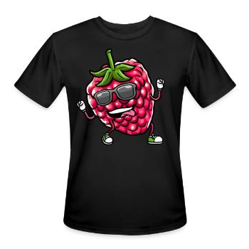 Berry Dancing Raspberries Fruit - Men's Moisture Wicking Performance T-Shirt - black - Front - Jackson (183cm)
