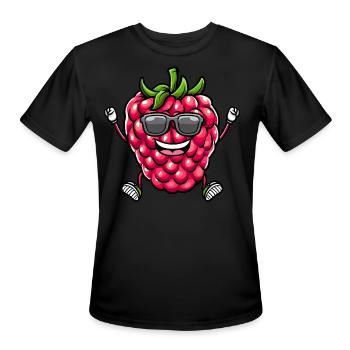Berry Dancing Raspberries Fruit - Men's Moisture Wicking Performance T-Shirt - black - Front - Jackson (183cm)