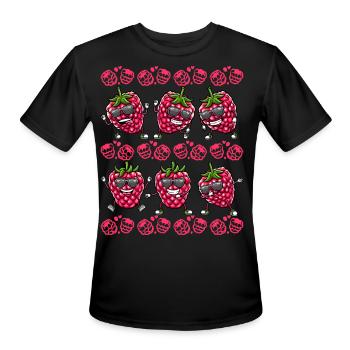 Berry Dancing Raspberries Fruit - Men's Moisture Wicking Performance T-Shirt - black - Front - Jackson (183cm)